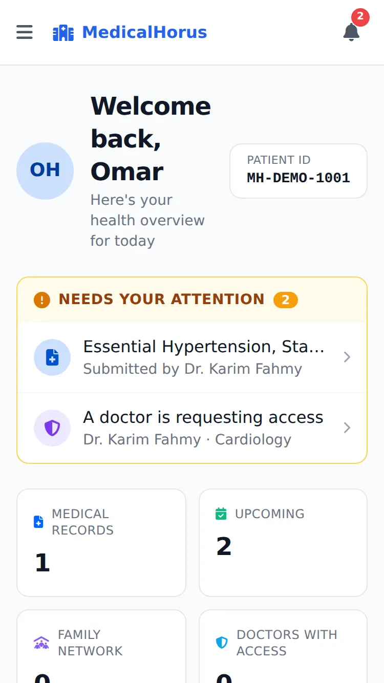 Screenshot — patient portal
